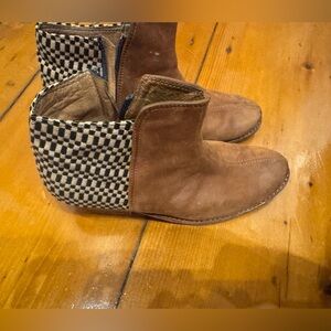 Brown and Checkered Ankle Boots